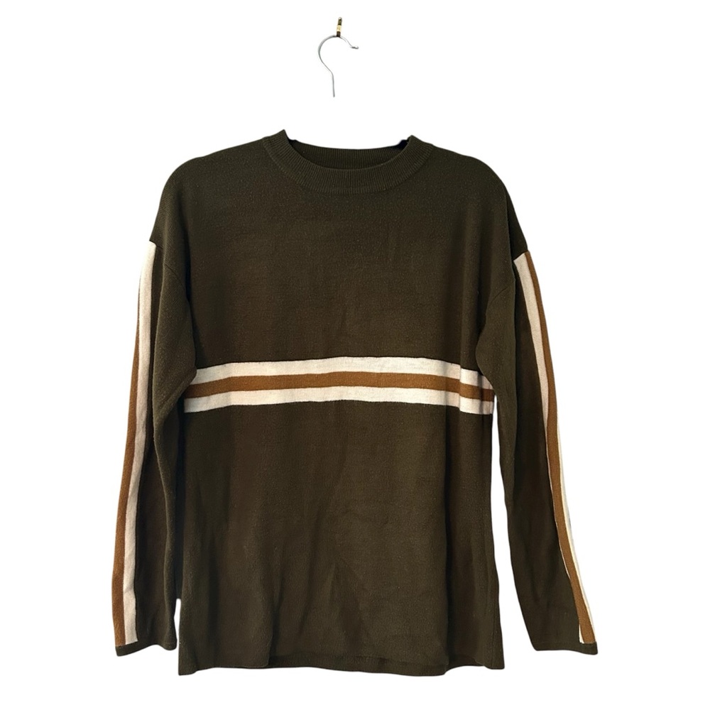 Canyon River Blues Olive Green Striped Acrylic Sweater Men’s Size Medium